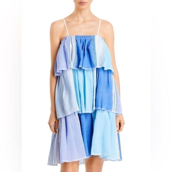 Lemlem Womens Esthal Colorblock Short Dress Swim Cover-up Blue XS $495, swim New - Picture 5 of 13